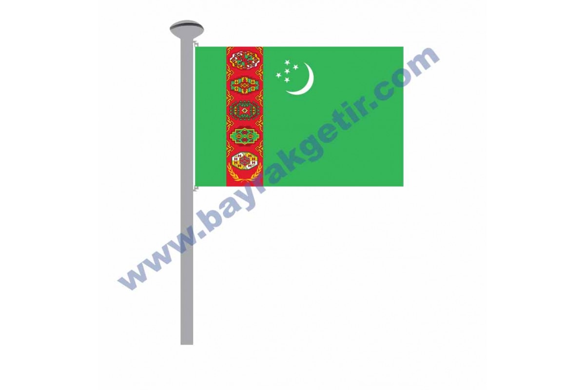 TÜRKMENİSTAN GÖNDER BAYRAK 50x75 ( EBAT SEÇİNİZ ) TÜRKMENİSTAN GÖNDER BAYRAK 50x75 ( EBAT SEÇİNİZ )